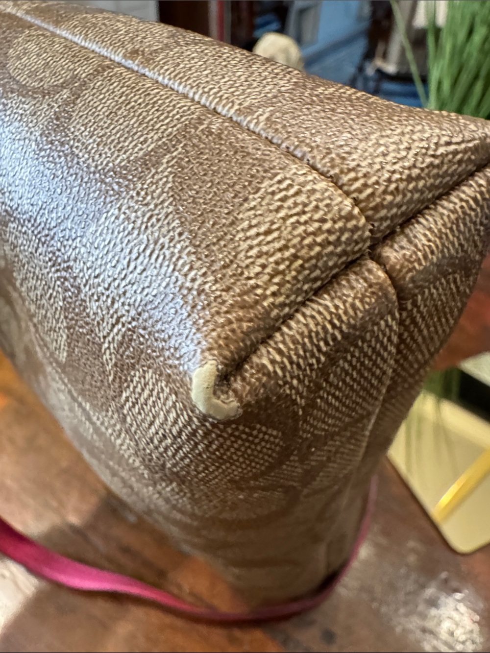 Coach Brown Signature Crossbody with Pink Trim - Picture 7 of 13